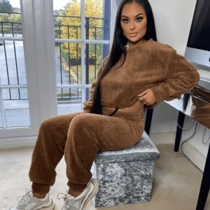 Brown teddy two piece set